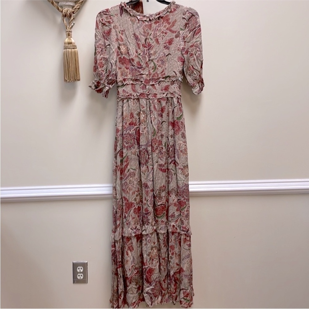 New Anthropologie BTFL-LIFE Floral Ruffle Maxi Dress In Rust! size xSmall - Picture 11 of 14